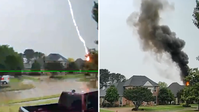 Captado en video: rayo impacta el techo de hogar en Texas provocando un incendio