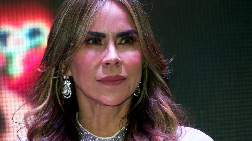MEXICO CITY, MEXICO – JANUARY 12: Aylin Mujica attends during a press conference `Hijas de su madre´at teatro Versalles on January 12, 2024 in Mexico City, Mexico. (Photo by Jaime Nogales/Medios y Media/Getty Images)