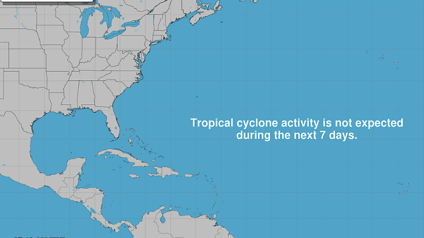 Graphic from Sept. 10, 2026 showing that tropical cyclone activity not expected in the next 7 days.